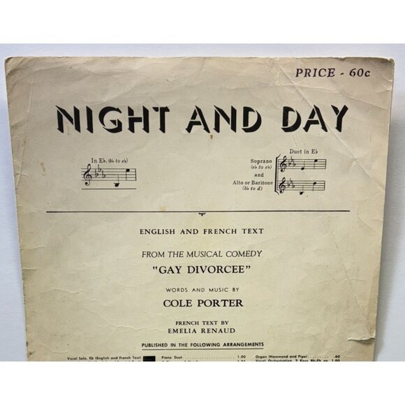 Night and Day Vintage Piano Sheet Music from Gay Divorcee Cole Porter 40s - Picture 6 of 6